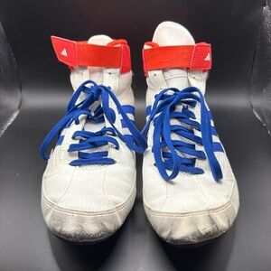 Adidas wrestling shoes Blue Laces and Red Straps